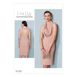 1531 VOGUE LIALIA DEEP COWL, OPEN BACK SLEEVELESS SLIM DRESS PATTERN 4-12; 12-20 choice new